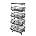5 Tiers Metal Kitchen Storage Cart with Wheels C296363