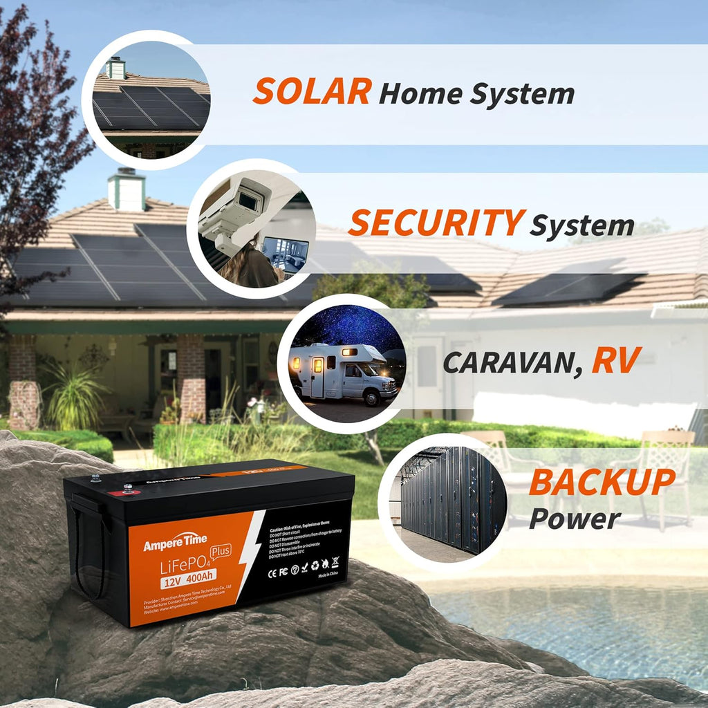 12V 400Ah Deep Cycle LiFePO4 Battery Pack with 250A BMS W284