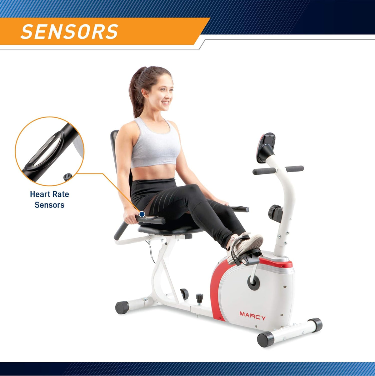Recumbent Exercise Bike with Magnetic Resistance and Pulse Sensor M454