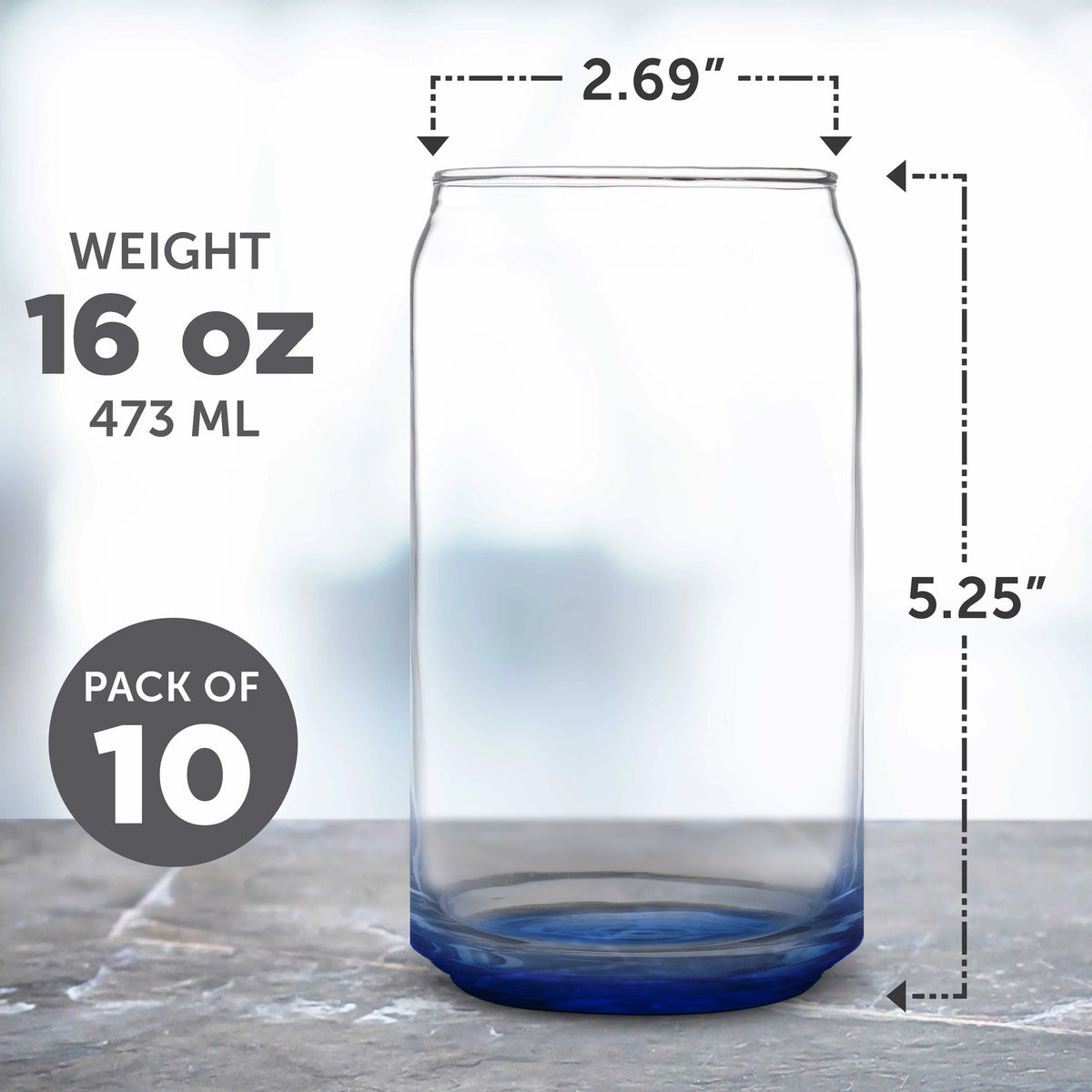 Blue 16 oz Glassware Set of 10 J7423