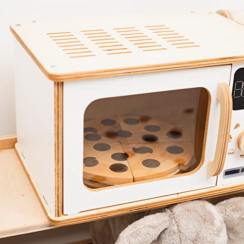 Dark Walnut Wooden Kids Microwave Oven Toy J8426