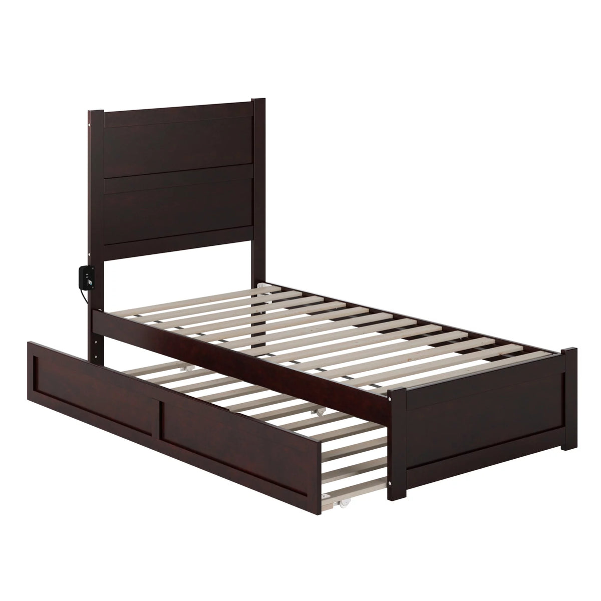 Twin Solid Wood Bed with Footboard and Trundle in Espresso V577205
