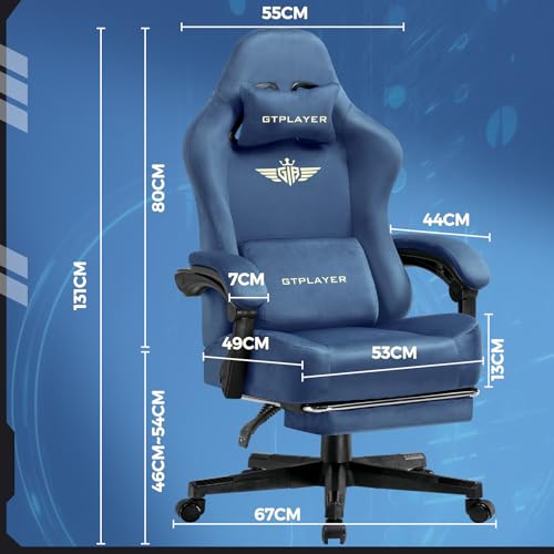 Black Fabric Ergonomic Gaming Chair with Footrest O816