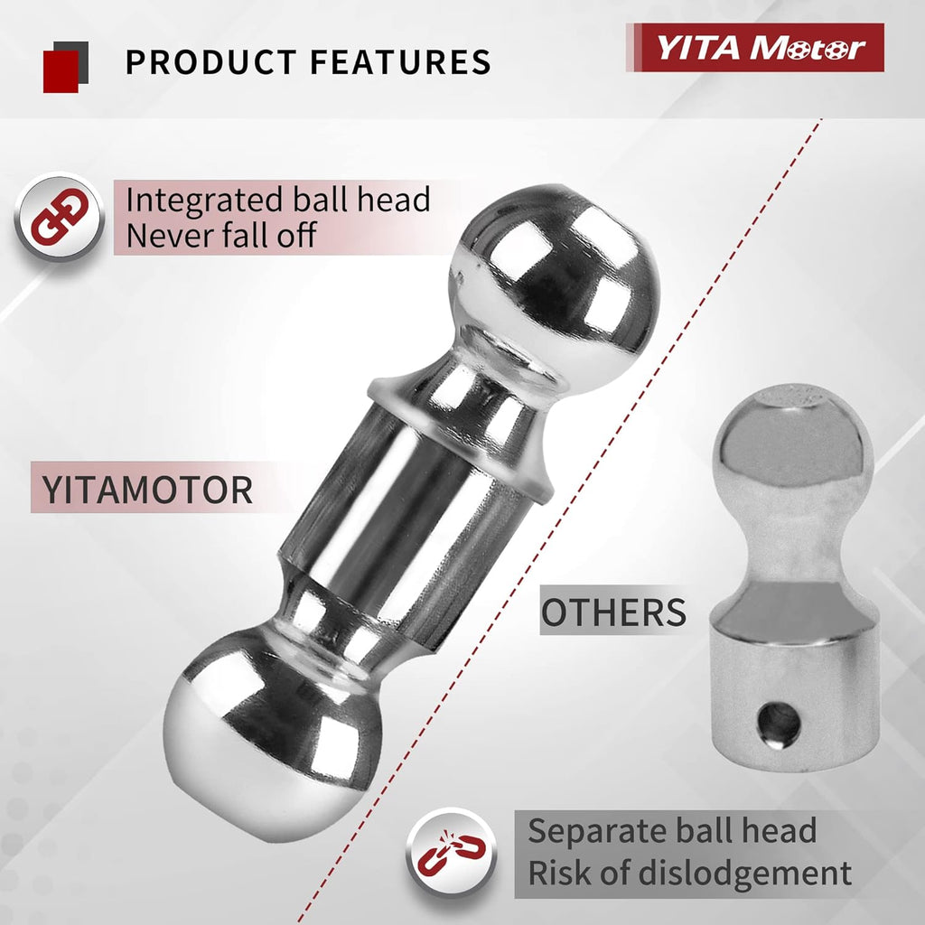 Adjustable Trailer Hitch Ball Mount, 2-Inch Receiver, 10-Inch Drop, Forged Aluminum Shank, 2-Inch and 2-5/16-Inch Combo Stainless Steel Tow Balls, Black Z4106