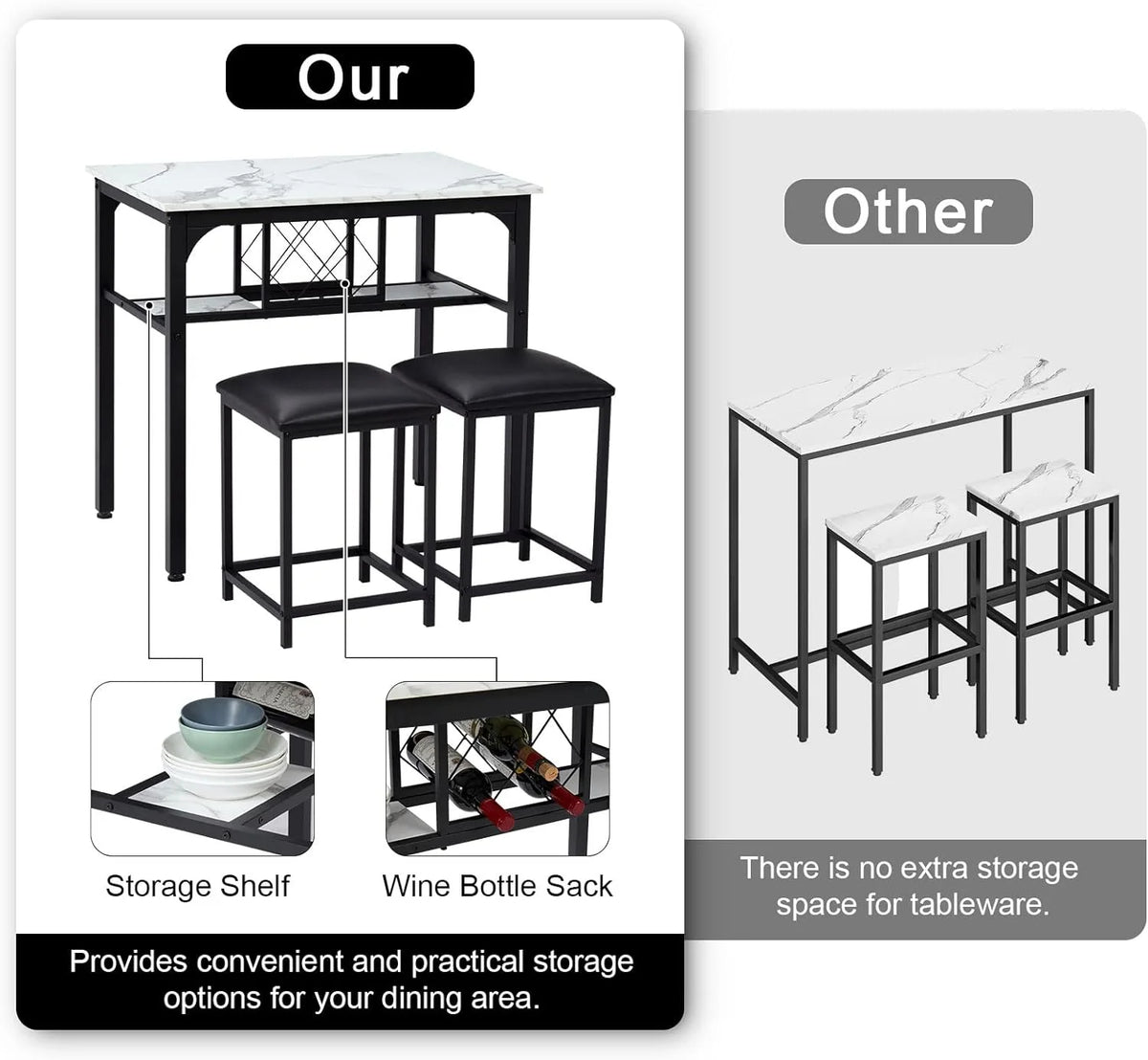 Dining Table and Chairs Set for 2 U338