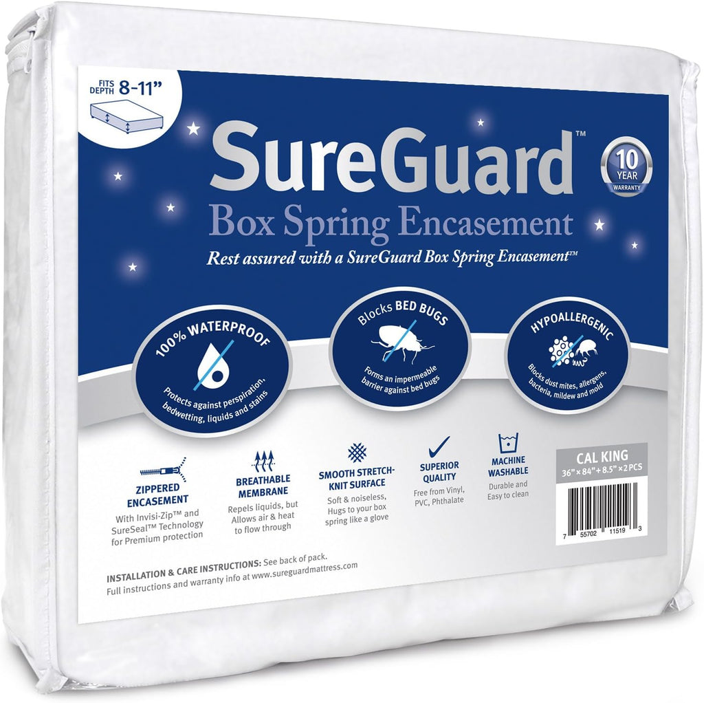 Split King Size 100% Waterproof Zippered Box Spring Encasement Pack U74076