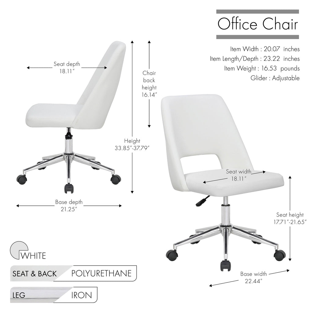 White Fabric Office Task Chair Q732