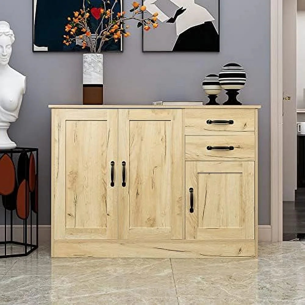 Wood Buffet Sideboard Cabinet with Adjustable Shelves R13523