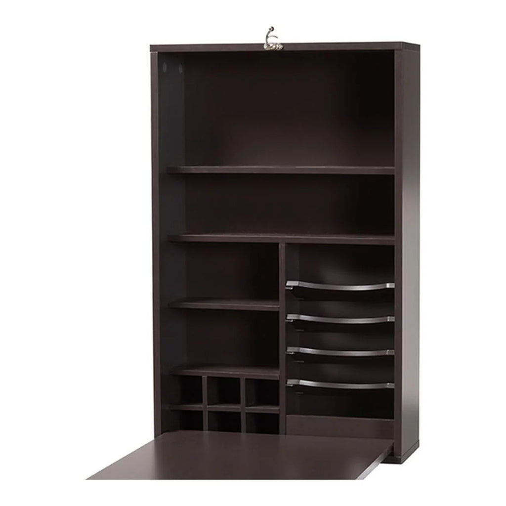 Dark Brown Wood Wall-Mounted Folding Desk W8581