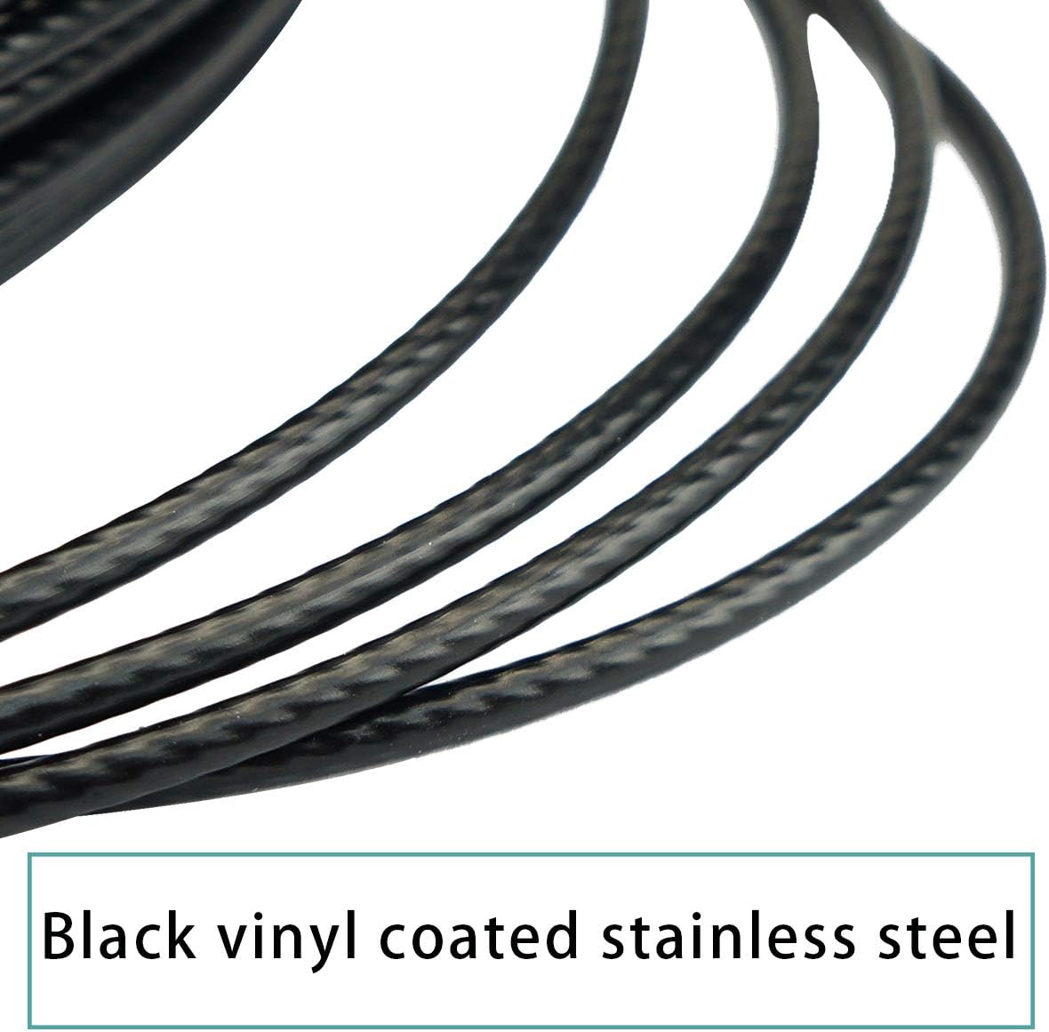Black Vinyl Coated Stainless Steel Wire Rope 165ft 1/8 inch Thru 3/16 inch F9906