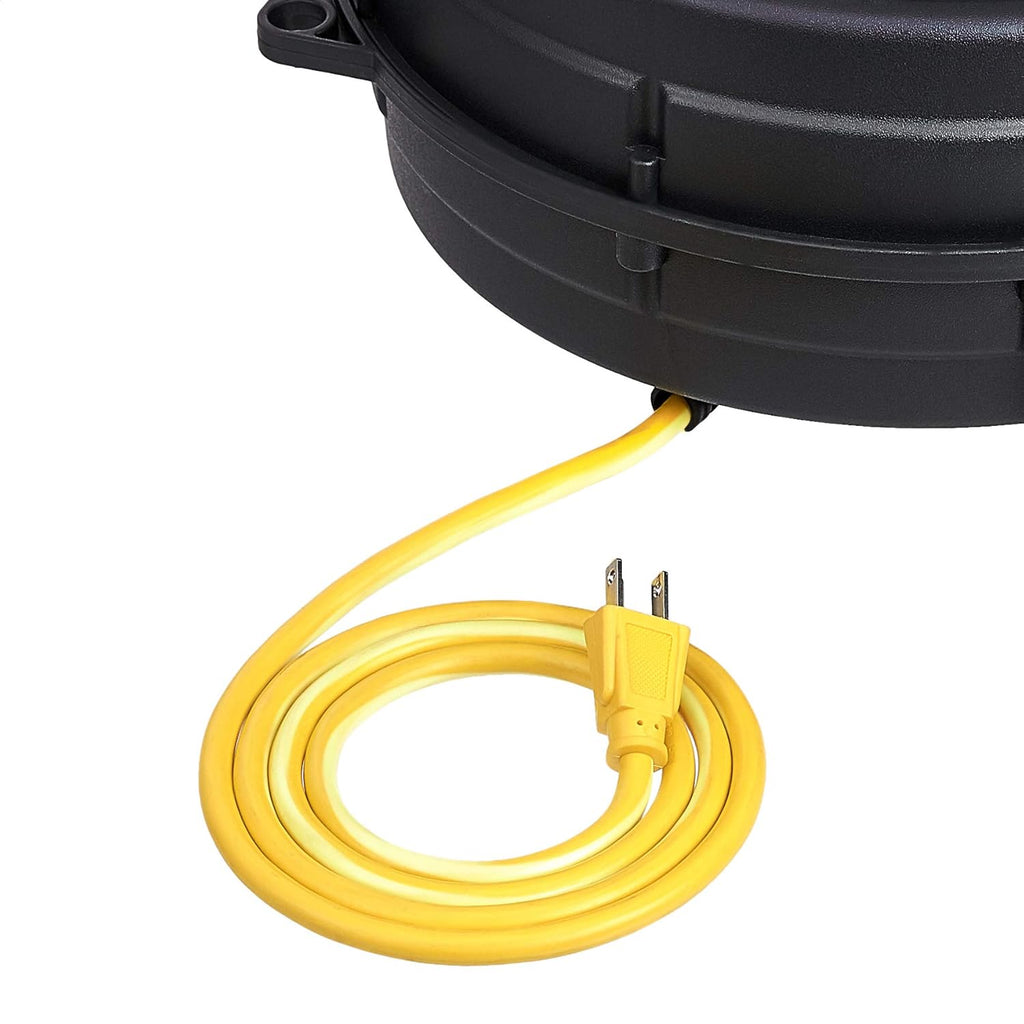 Retractable Heavy Duty 16AWG x 50' Extension Cord Reel with Glow Strip Cable and LED Light-Up Triple Tap Connector P45757