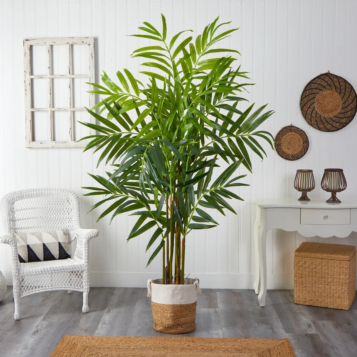 8 Ft Artificial Palm Tree with Cotton Planter D74507