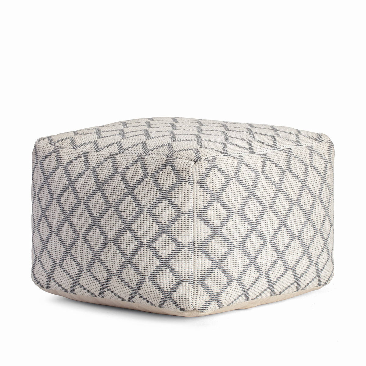 Gray & Ivory Pouf O2972