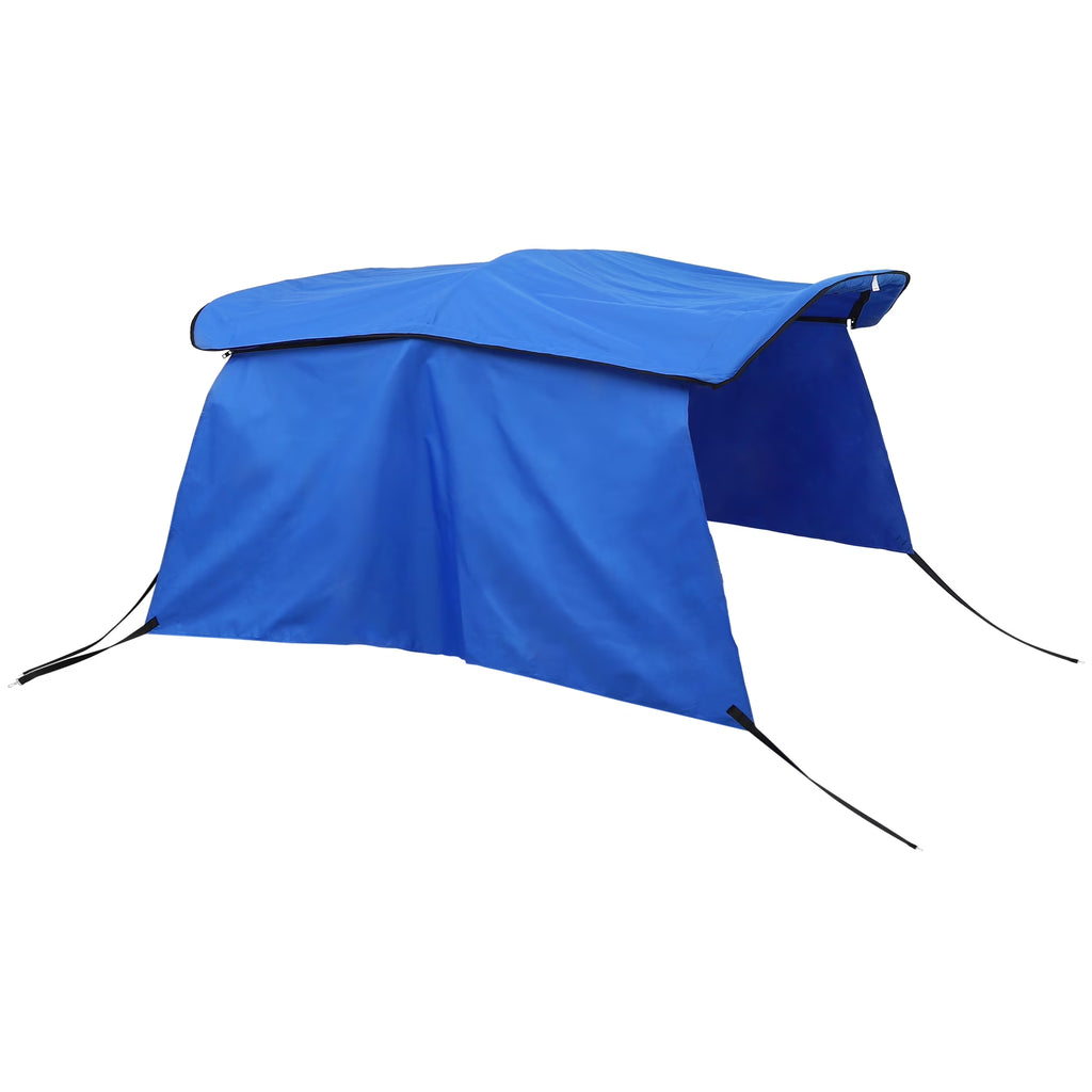 600D 3 Bow 6'L x 46"H x 67"-72"W Bimini Top Canvas Cover with Detachable Side Blocks Storage Blue O329