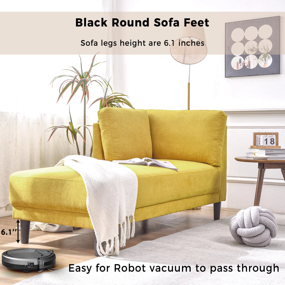 Yellow Chaise Lounge Chairs with Arms Z53527