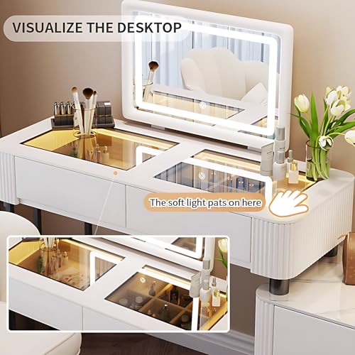 White 40" Solid Wood Vanity Table with Drawers C292