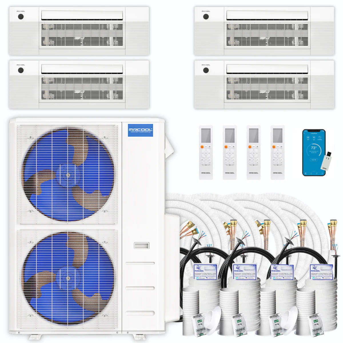 54,000 BTU 4 Zone Ceiling Cassette Ductless Air Conditioner and Heat Pump Y35594