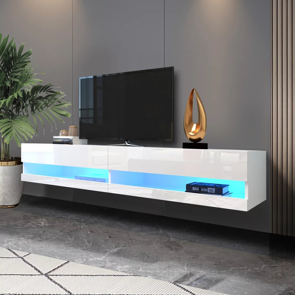 Wall Mounted Floating 80" TV Stand with 20 Color LEDs White A729639