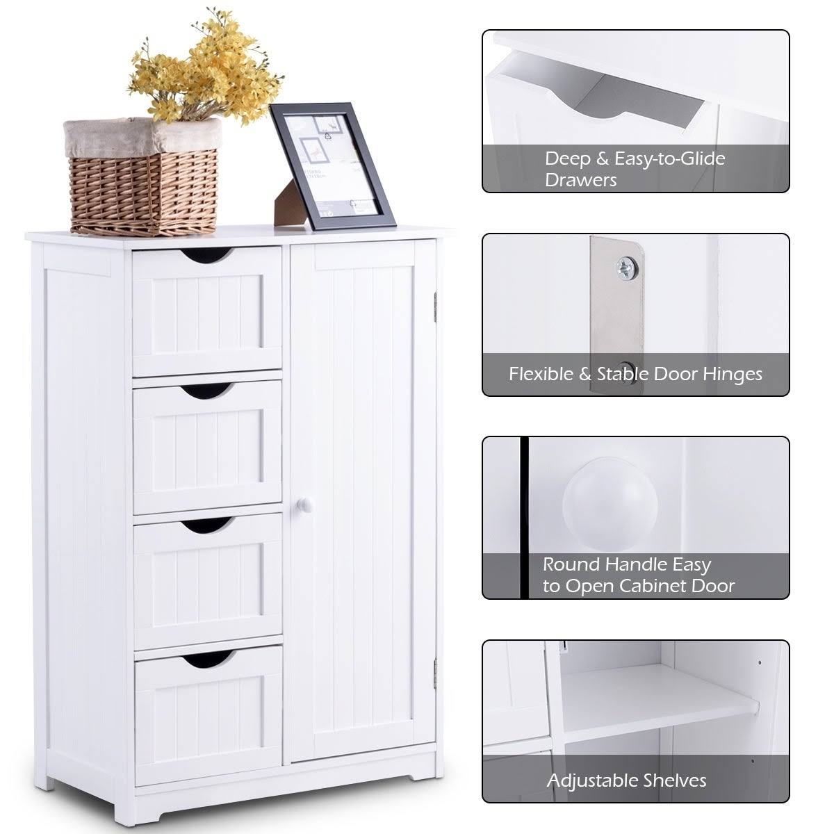White Wooden Bathroom Cabinet V34286