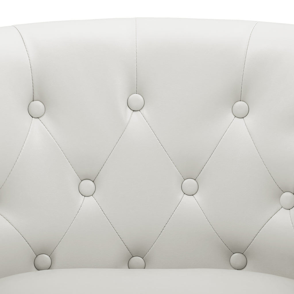 White Faux Leather Barrel Loveseat J237