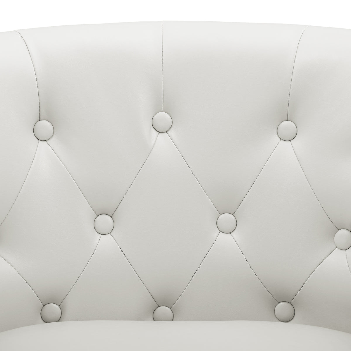 White Faux Leather Barrel Loveseat J237
