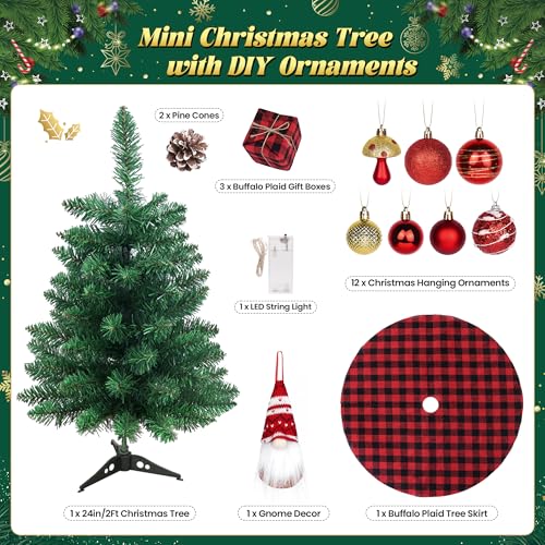2ft Artificial Table Top Christmas Tree with Lights P335