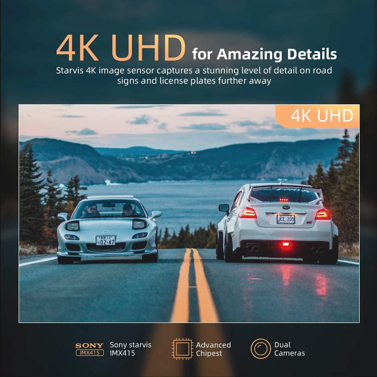4K 12 Mirror Dash Cam Front & Rear View Dual Dash Camera Y700615