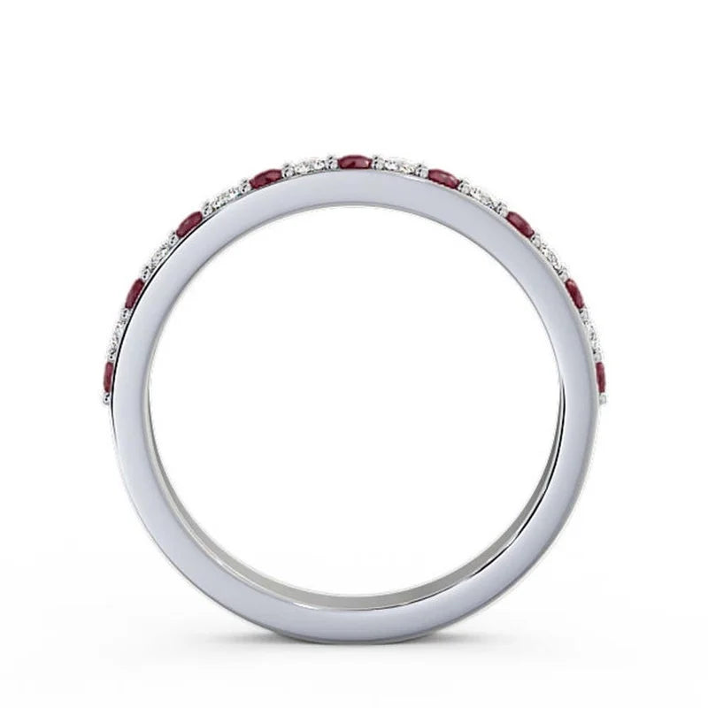 14K White Gold Diamond Ruby Half Eternity Band Z89890