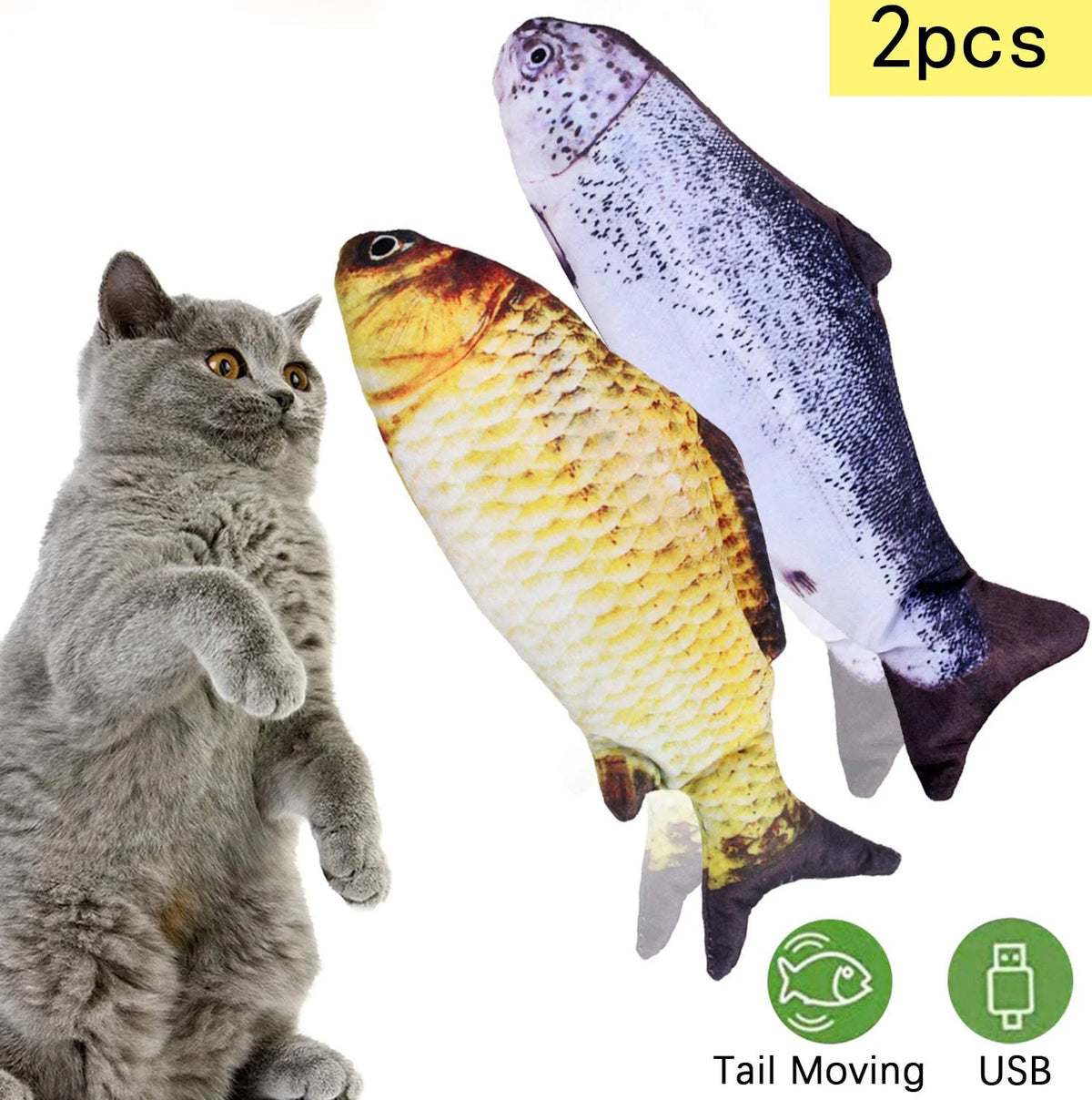 Electric Moving Wagging Fish Cat Toy Y3932