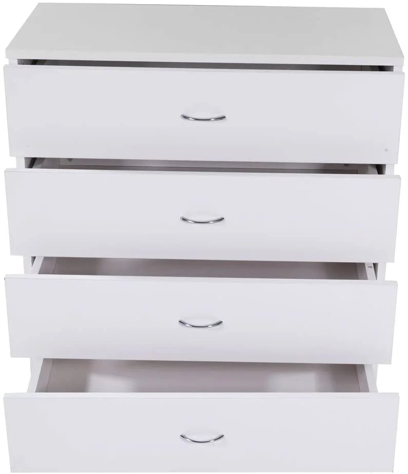 White 4 Drawer Wood Nightstand C8233