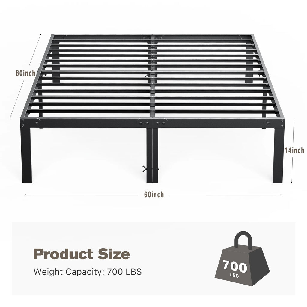 Queen Platform Bed Frame with Storage and Steel Slat Support K771998