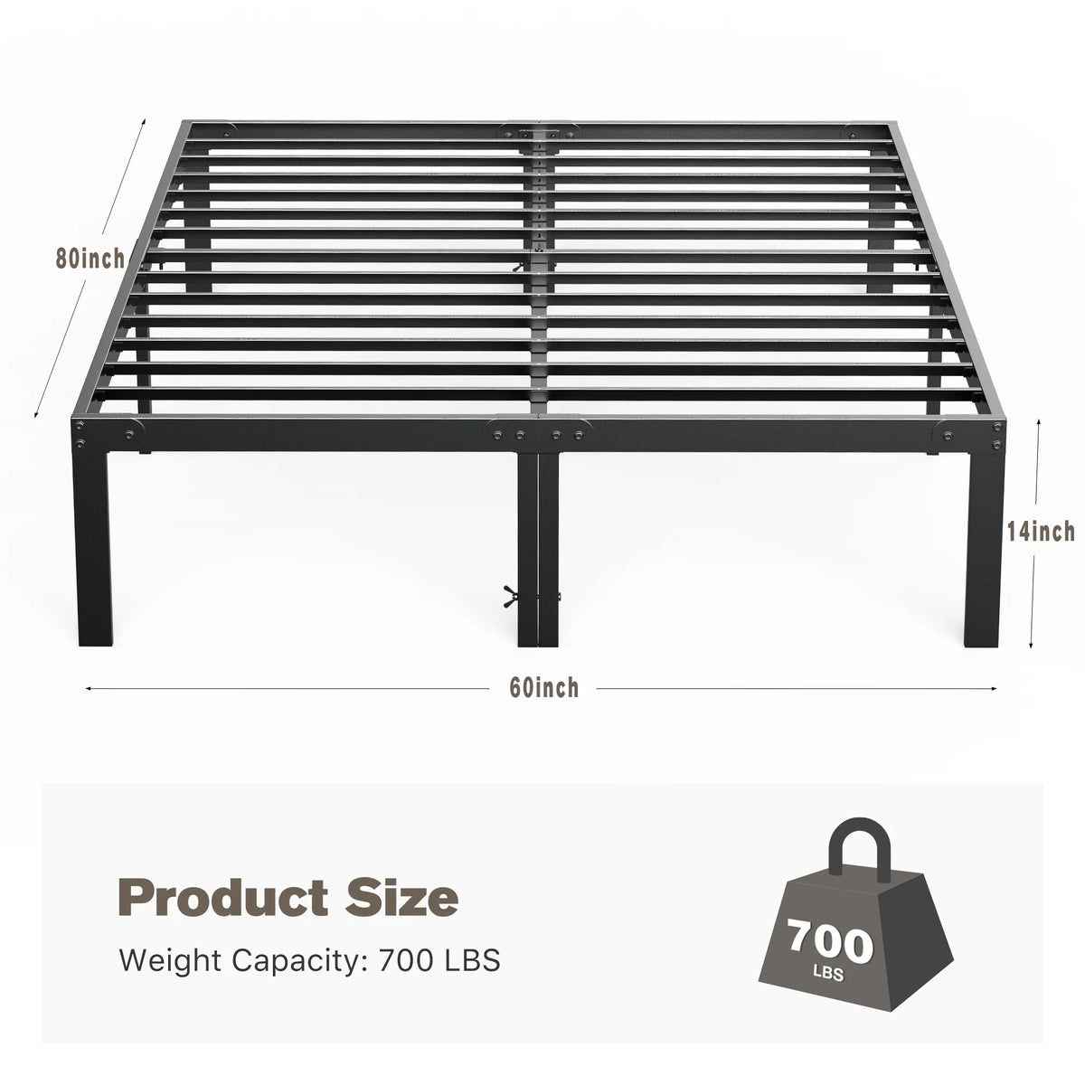 Queen Platform Bed Frame with Storage and Steel Slat Support K771998