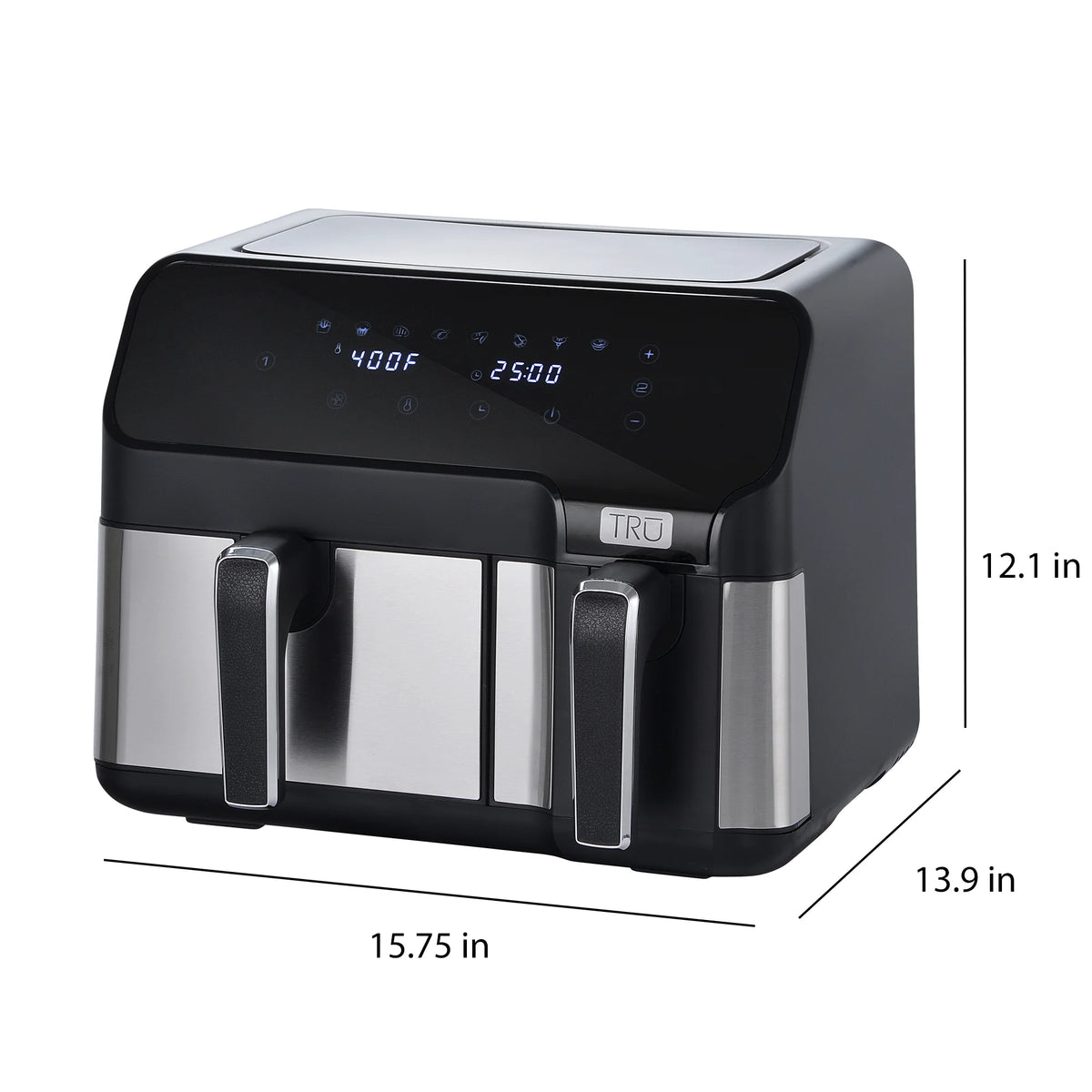 9 Quart Dual Basket Digital Air Fryer Black and Stainless K2630