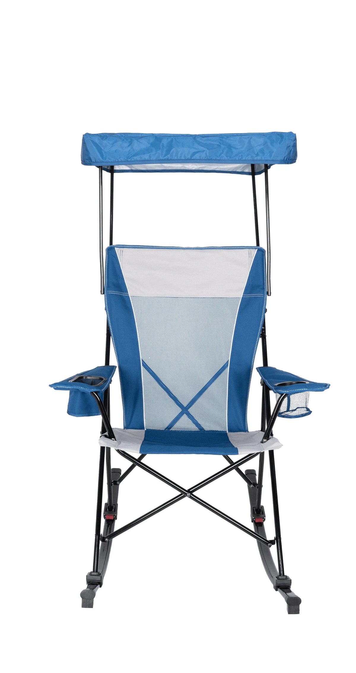 Blue and Grey Mesh Rocking Camp Chair with Canopy C716680