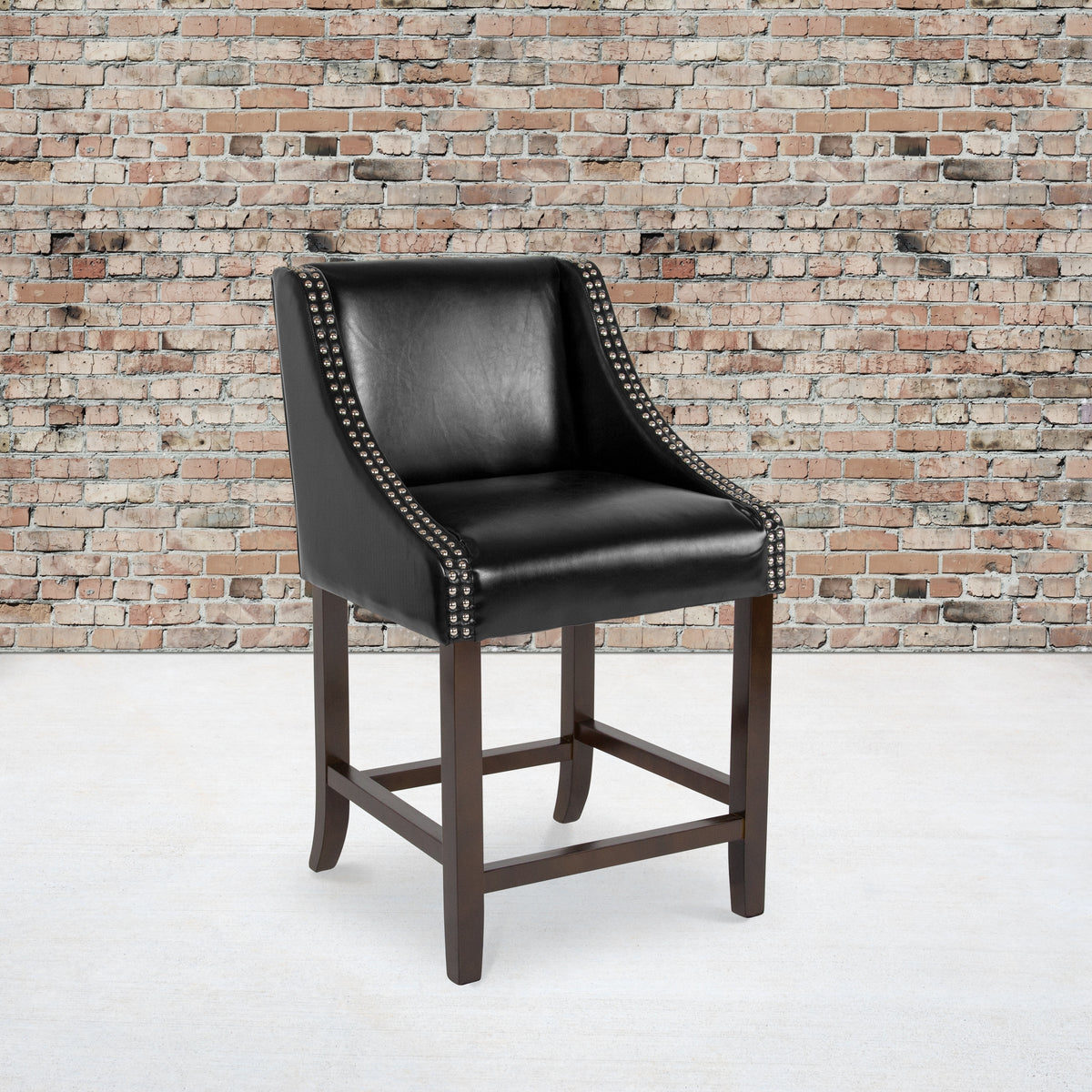 Walnut Counter Height Stool with Faux Leather M2459