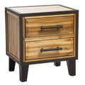 Natural Stained Acacia Wood Two Drawer Night Stand S994