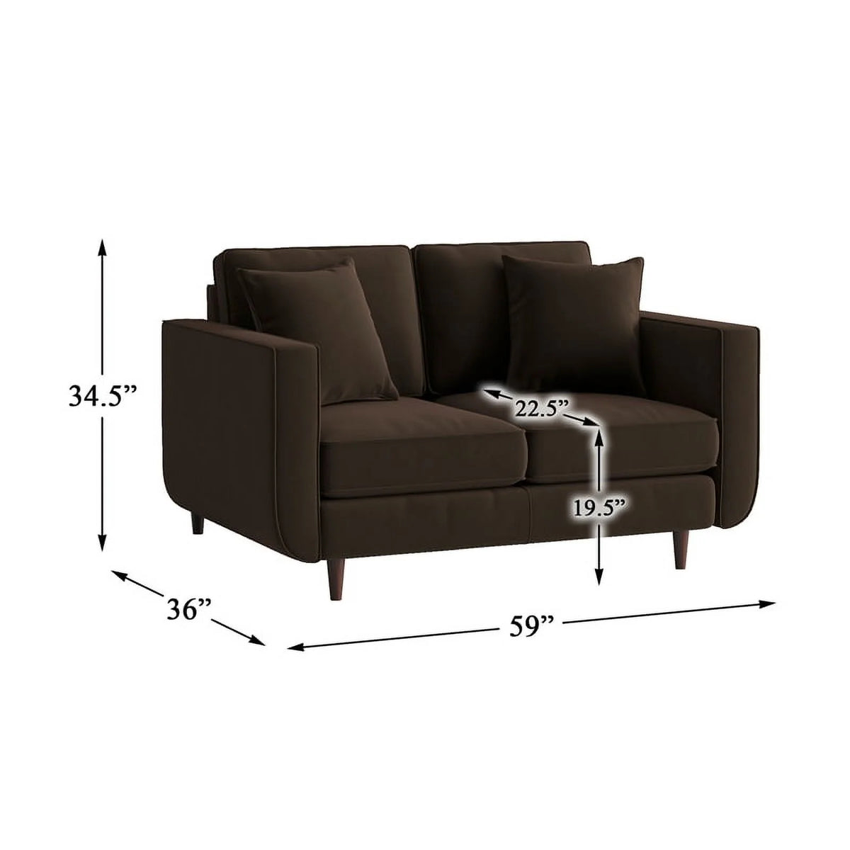 Chocolate Velvet Wood Loveseat Y107721
