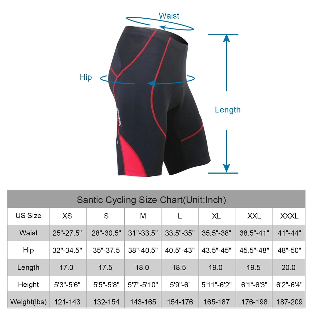 Red 2XL Padded Cycling Shorts S3737