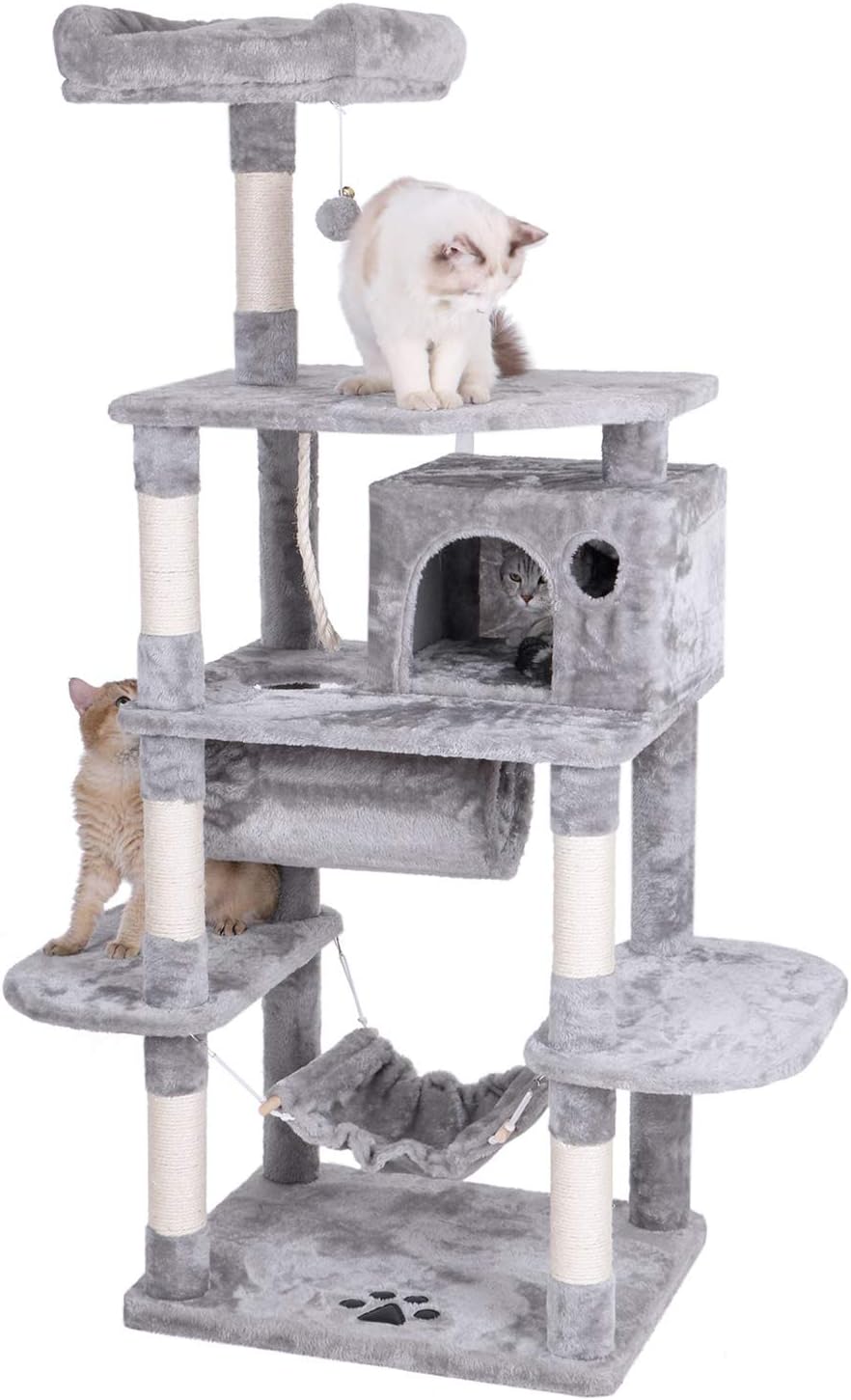Light Grey Cat Tree with Sisal Scratching Posts V290