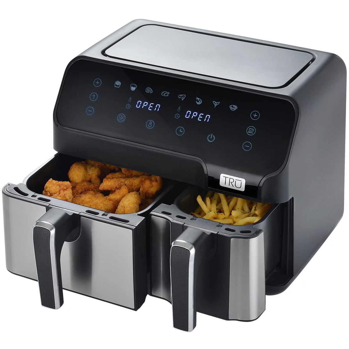 9 Quart Dual Basket Digital Air Fryer Black and Stainless K2630