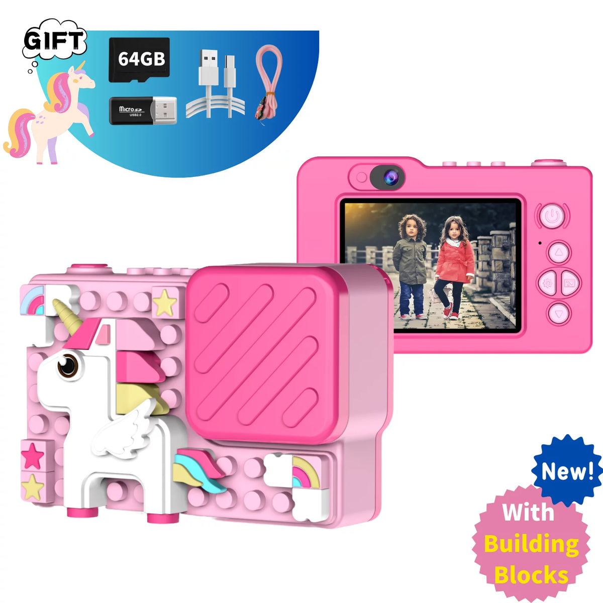 Pink Kids Camera with 2.4 Inch HD Screen O339