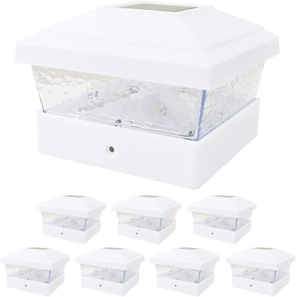 White 8 Pack Solar LED Post Deck Cap Light P45946