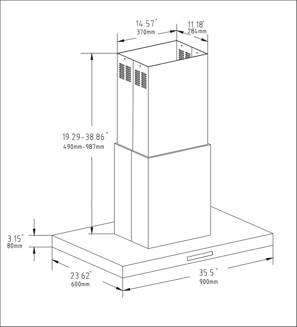 36 Inch Island Mounted Range Hood 860 CFM K843778