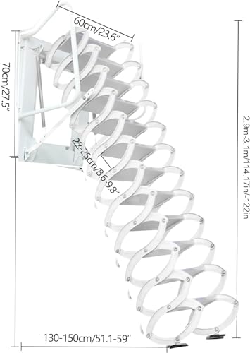 12 Steps Al-Mg Alloy Telescopic Attic Ladder S3250