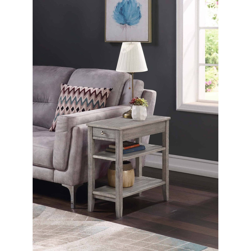 3 Tier End Table with Drawer Light Gray H135
