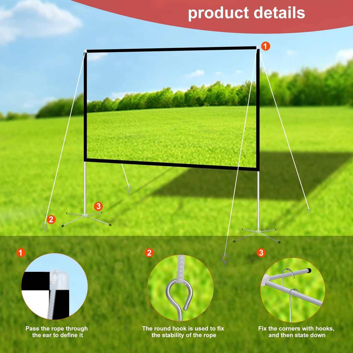 100 Inch Foldable Projector Screen and Stand with Carry Bag 16:9 R546576