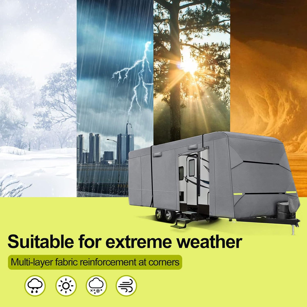6 Layers RV Cover with Tie Cover & Gutter Cover & Tongue Jack Cover E591