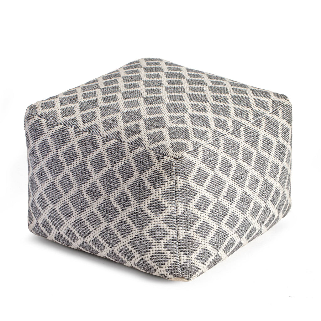 Gray & Ivory Pouf O2972