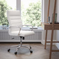 White High Back Executive Swivel Office Chair with Chrome Arms O6522