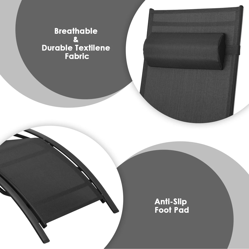 3pcs Aluminum Adjustable Chaise Lounge Chairs D376